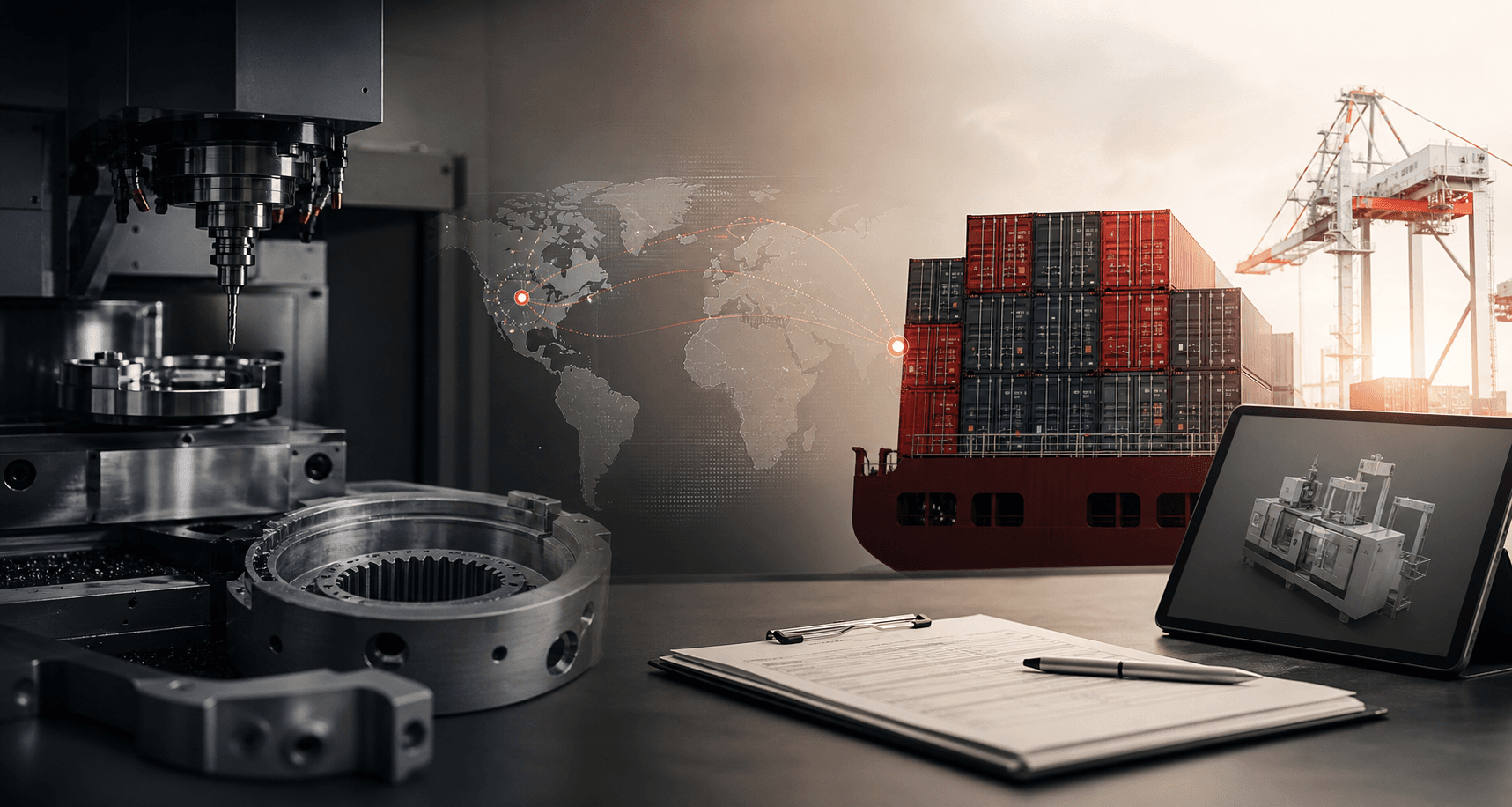 Industrial machinery sourcing and international trade operation